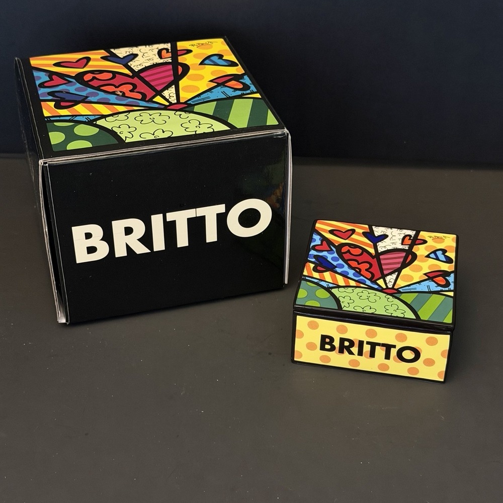 Romero Britto A New Day Keepsake Box Trinket Franklin Mint Ceramic 2010